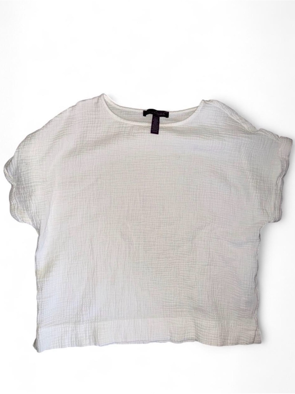 Lightweight White Textured Boxy Top